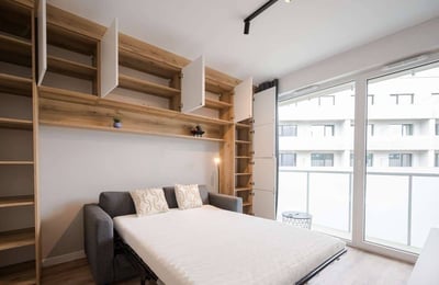 Location d’un appartement meublé et chaleureux d’1 pièce, 23 m², Partynice, Wrocław, Pologne